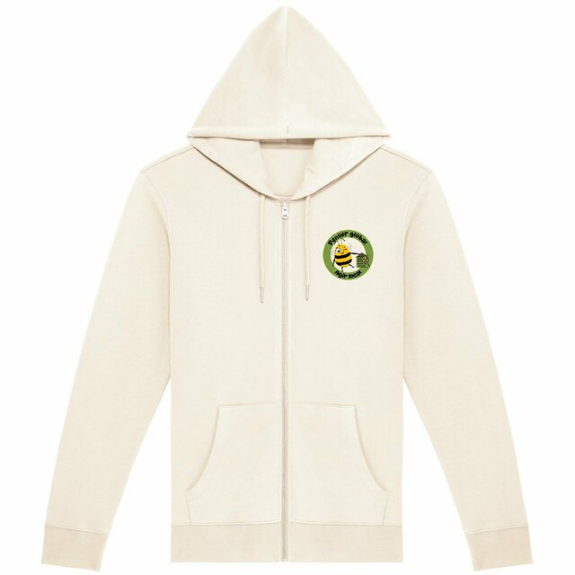 Image front Sweat à capuche zippé - unisexe - "Ours polaire" (Dos) - (crème)