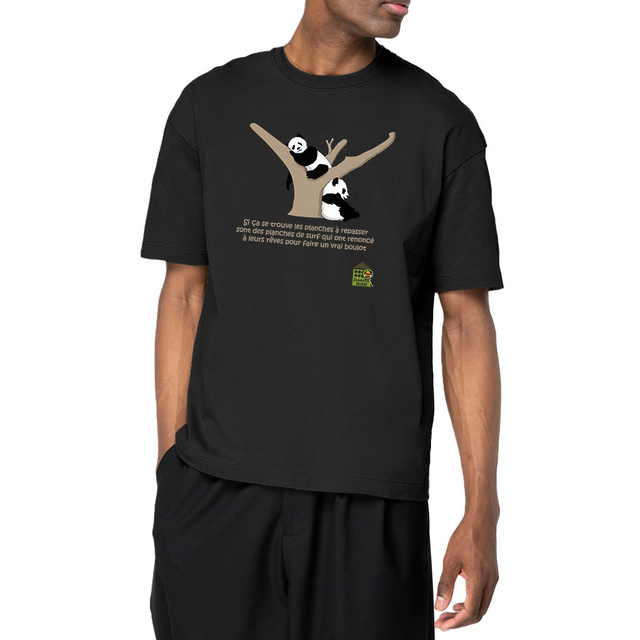 Image front T-shirt Oversized - femme ou homme - "Pandas philosophes" v2