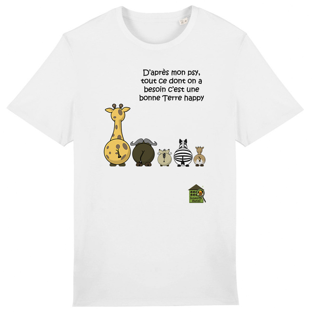 Image front T-shirt épais - femme ou homme - "Terre happy"