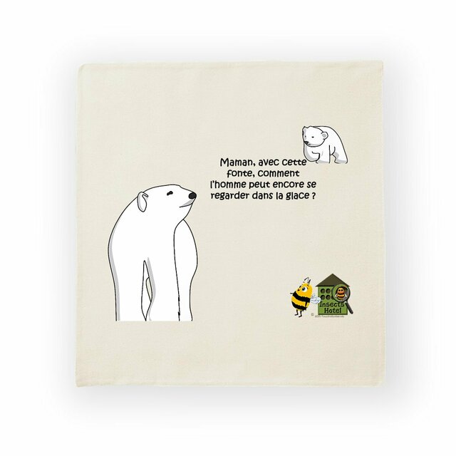Image front Housse de coussin 100% coton (40 X 40 cm) - "Ourson polaire"