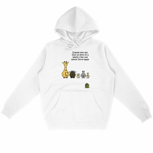 Image front Sweat à capuche - femme ou homme - "Terre happy"