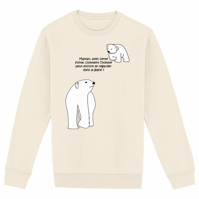 Image back Sweat-shirt chaud & épais- femme ou homme - modèle "Ours polaire"