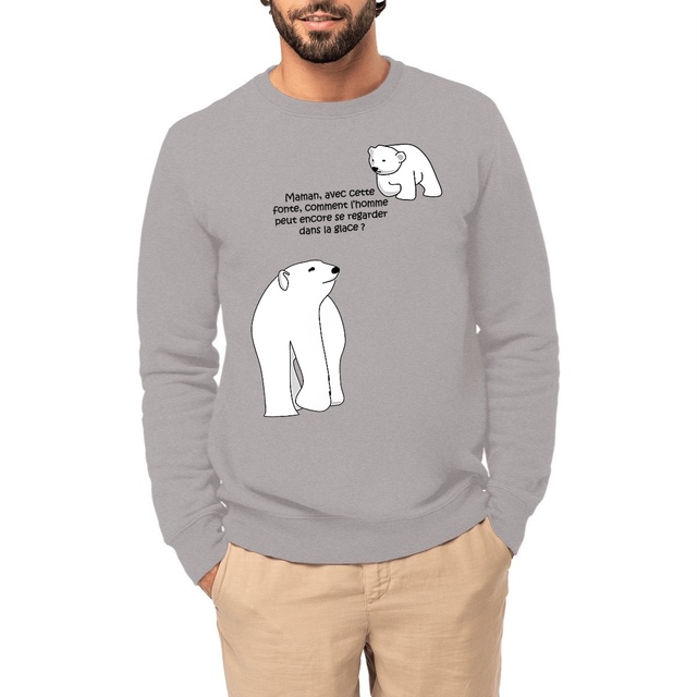 Image front Sweat-shirt chaud & épais- femme ou homme - modèle "Ours polaire"