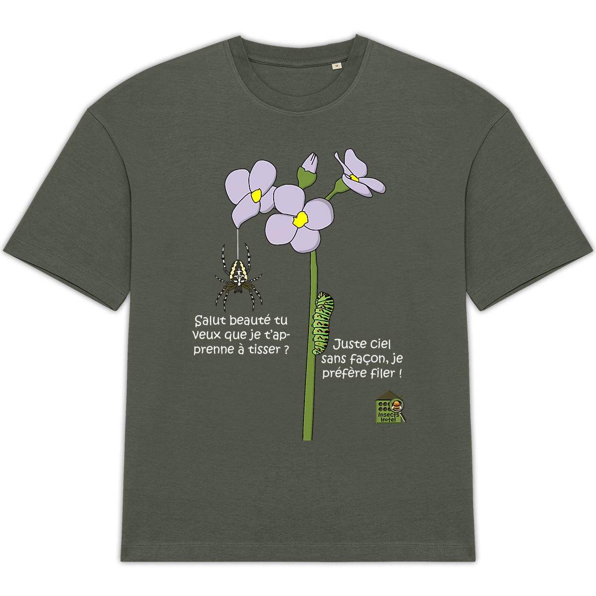 Image front T-shirt Oversize - femme ou homme - "Tisseuse & fileuse" - (versions sombres)