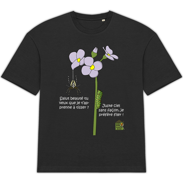 Image back T-shirt Oversize - femme ou homme - "Tisseuse & fileuse" - (versions sombres)