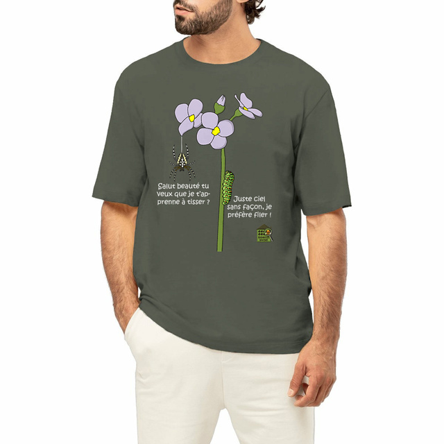 Image front T-shirt Oversize - femme ou homme - "Tisseuse & fileuse" - (versions sombres)
