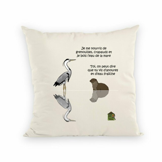 Image back Coussin (30x30cm) - "La loutre et le héron"