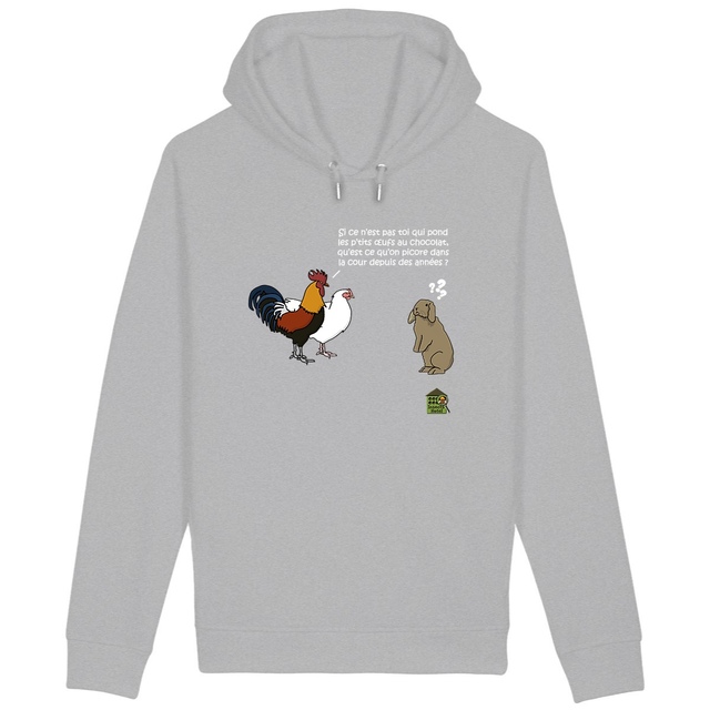 Image back Sweat à capuche avec poches latérales - femme ou homme - "Œufs de Pâques" (lapin)