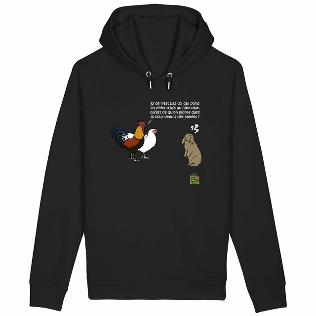 Image front Sweat à capuche avec poches latérales - femme ou homme - "Œufs de Pâques" (lapin)