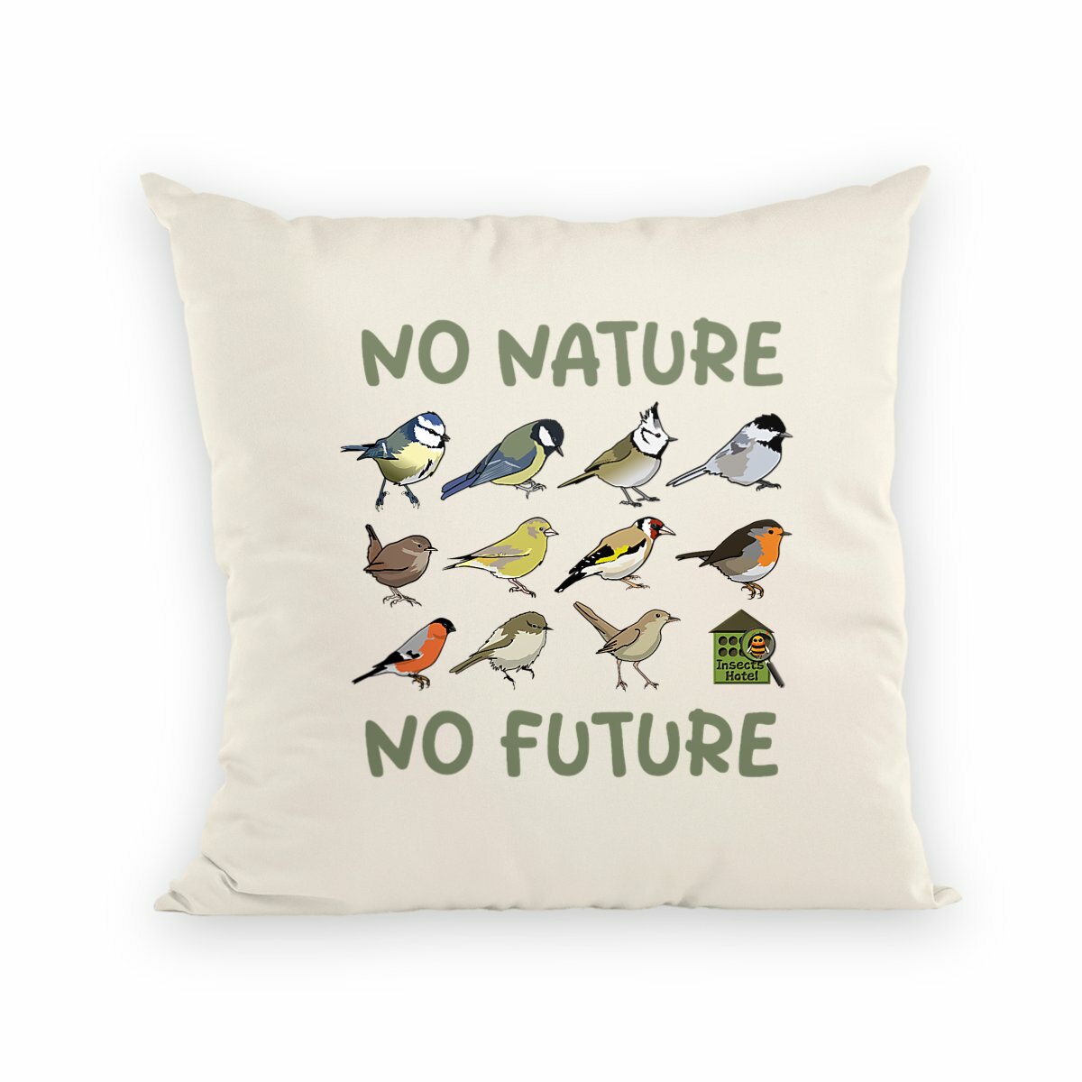 Image back Coussin 100% coton (40 X 40 cm) - "No nature, no future"