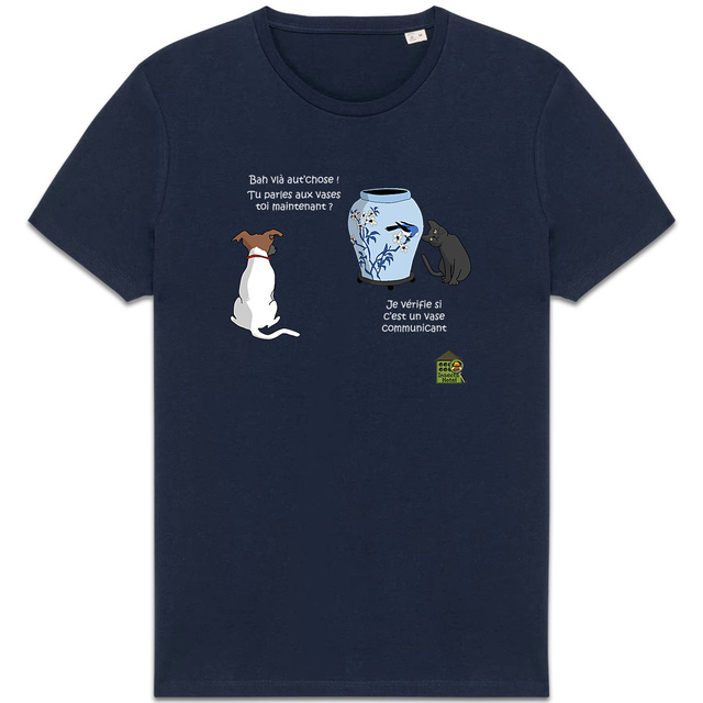 Image back T-shirt épais (foncé) - femme ou homme - "Vase communicant"