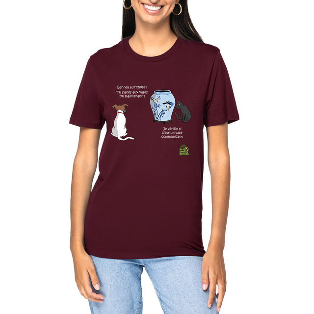 Image front T-shirt épais (foncé) - femme ou homme - "Vase communicant"