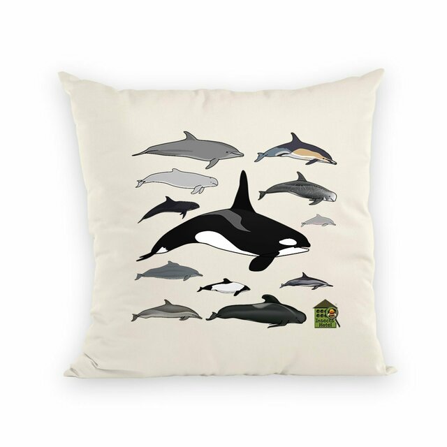 Image back Coussin 100% coton (40 X 40 cm) - "Delphinidés du monde"