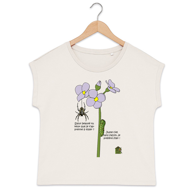 Image back T-shirt manches à revers - femme - "Tisseuse & fileuse"