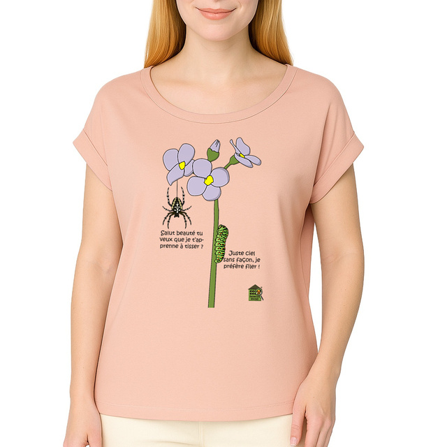 Image front T-shirt manches à revers - femme - "Tisseuse & fileuse"