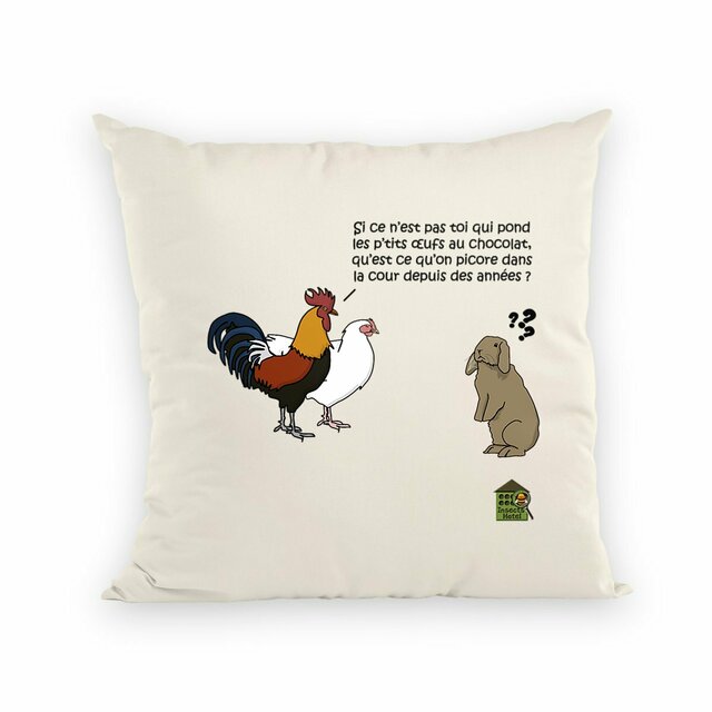 Image back Coussin 100% coton (40 X 40 cm) - "Œufs de Pâques" (lapin)