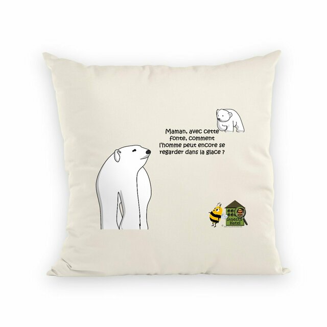Image front Coussin déhoussable - toile 100% coton (40 X 40 cm) - "Ourson polaire"