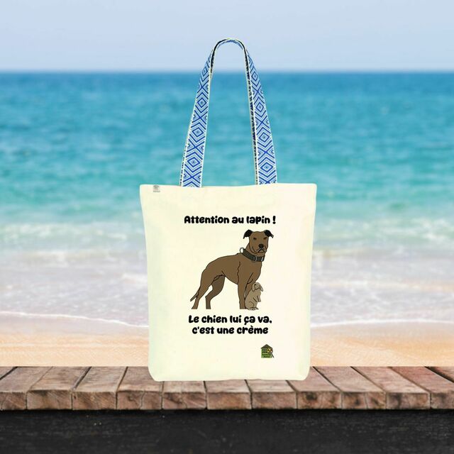 Image front Totebag ethnique - "Attention au lapin"