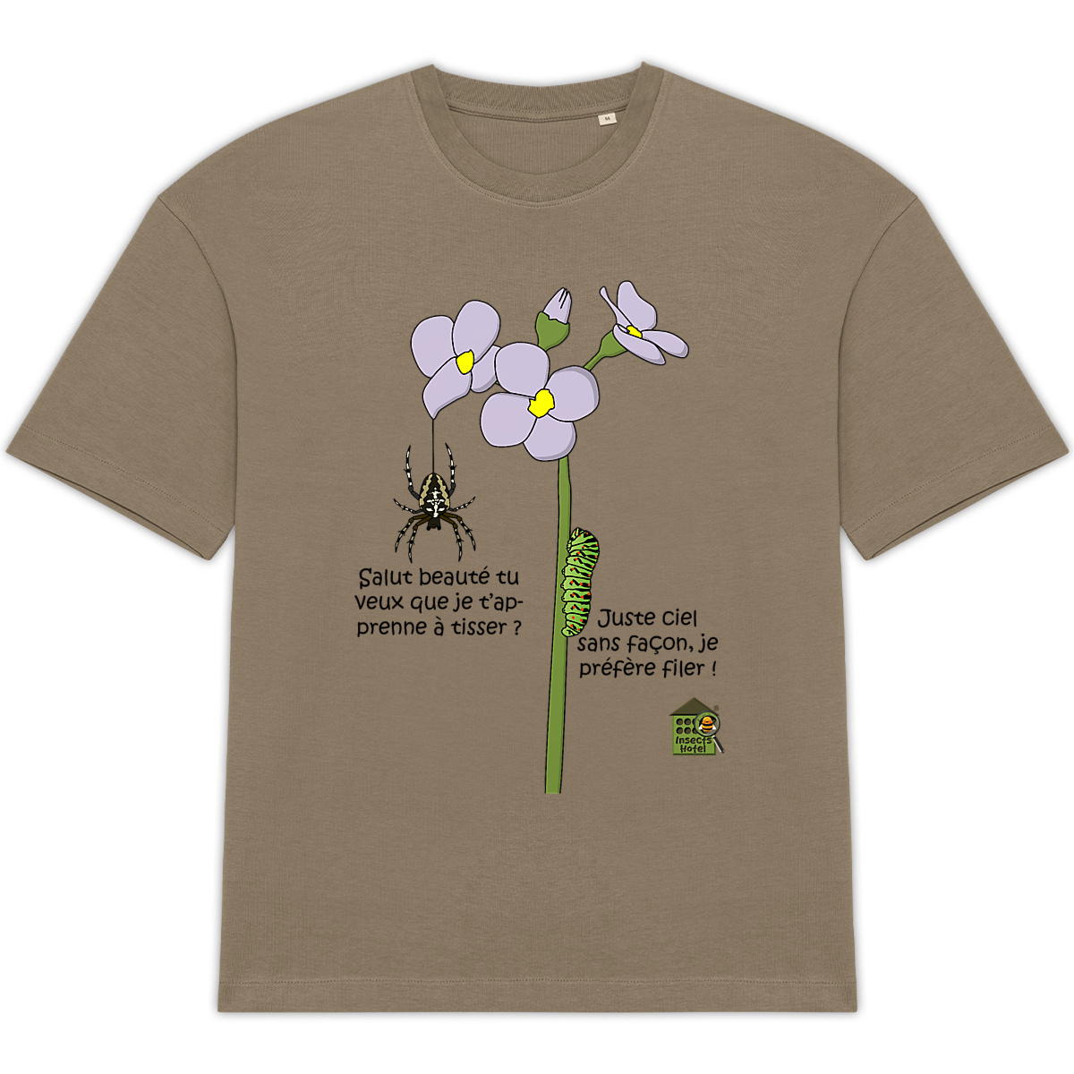 Image front T-shirt Oversize - femme ou homme - "Tisseuse & fileuse" - (versions claires)