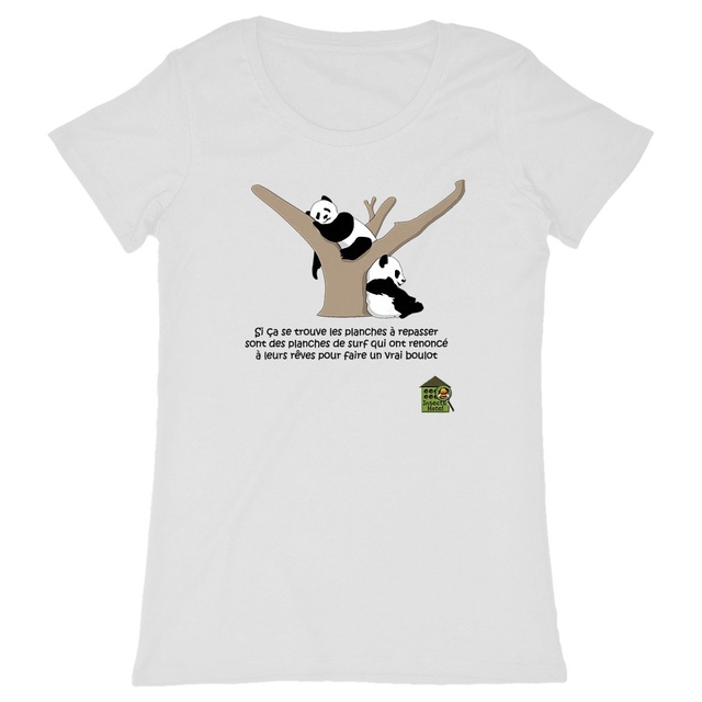 Image back T-shirt classique - femme - "Pandas philosophes"