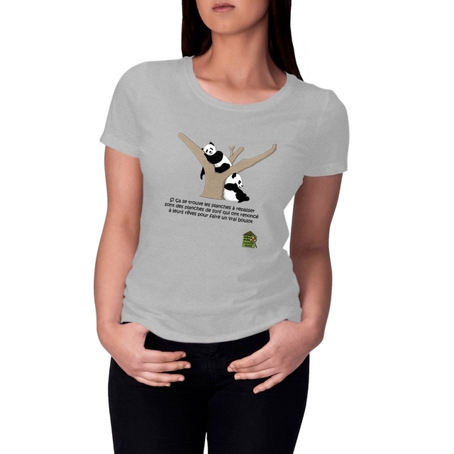 Image front T-shirt classique - femme - "Pandas philosophes"