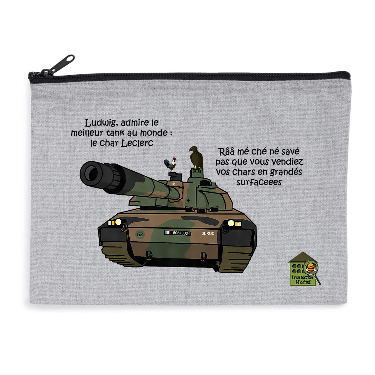 Image front Pochette zippée recyclée - "Char Leclerc"