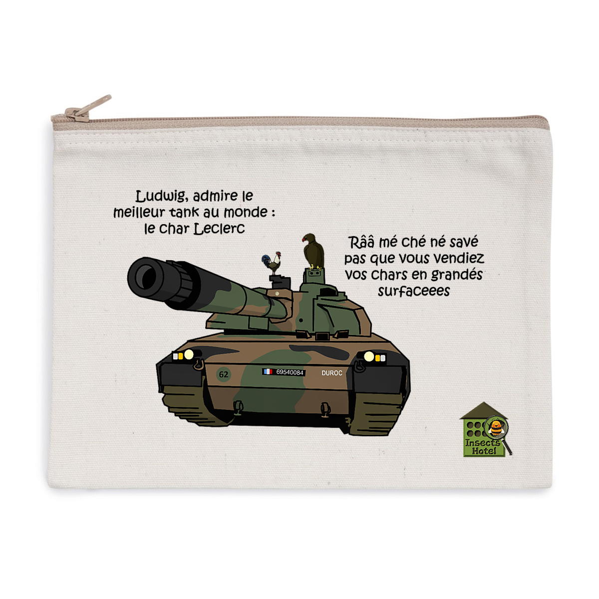 Image back Pochette zippée recyclée - "Char Leclerc"