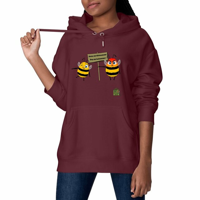 Image front Sweat à capuche chaud & épais - femme ou homme - "Butineuses"