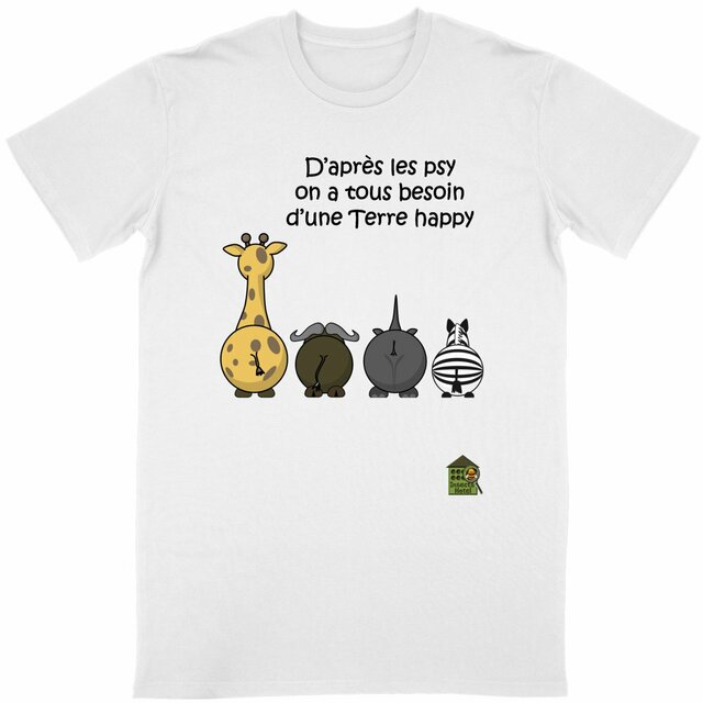 Image front T-shirt - femme ou homme - "Terre happy"