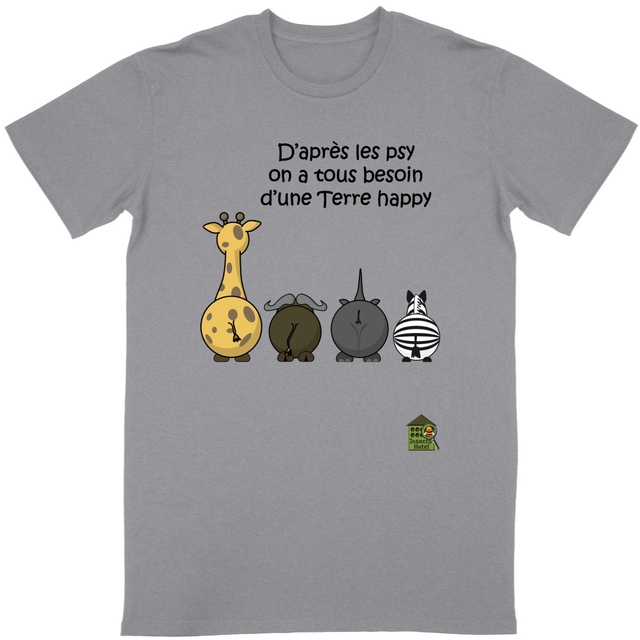 Image back T-shirt - femme ou homme - "Terre happy"