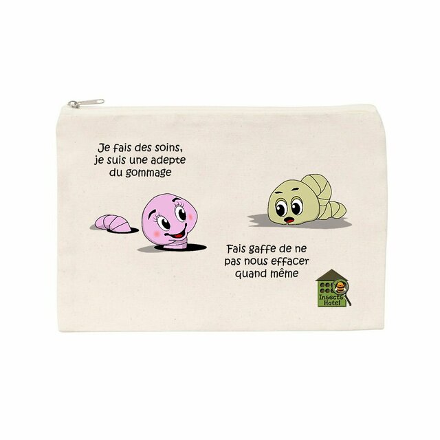 Image back Pochette en coton recyclé - "Trousse maquillage/gommage"