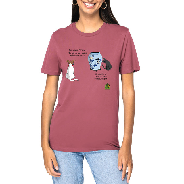 Image front T-shirt épais (clair) - femme ou homme - "Vase communicant"
