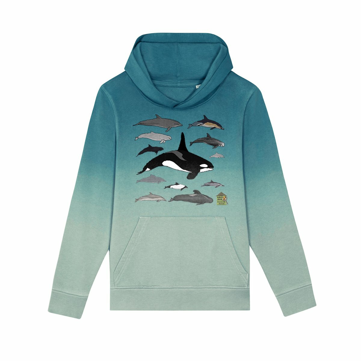 Image back Sweat à capuche Dip Dye oversized - enfant - "Delphinidés du monde"