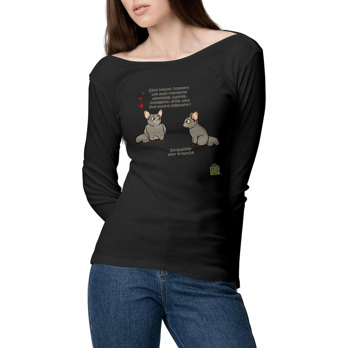 Image front T-shirt manches longues - Femme - "Surqualifiée"