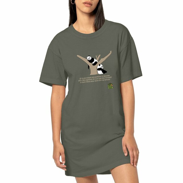 Image front Robe T-shirt - femme - "Pandas philosophes"