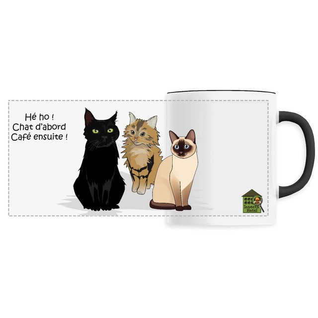 Image back Mug céramique personnalisable - "Chat d'abord, café ensuite !"