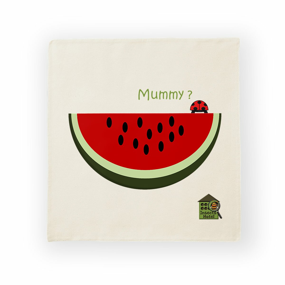 Image back Housse de coussin 100% coton (40 X 40 cm) - "Coccinelle"