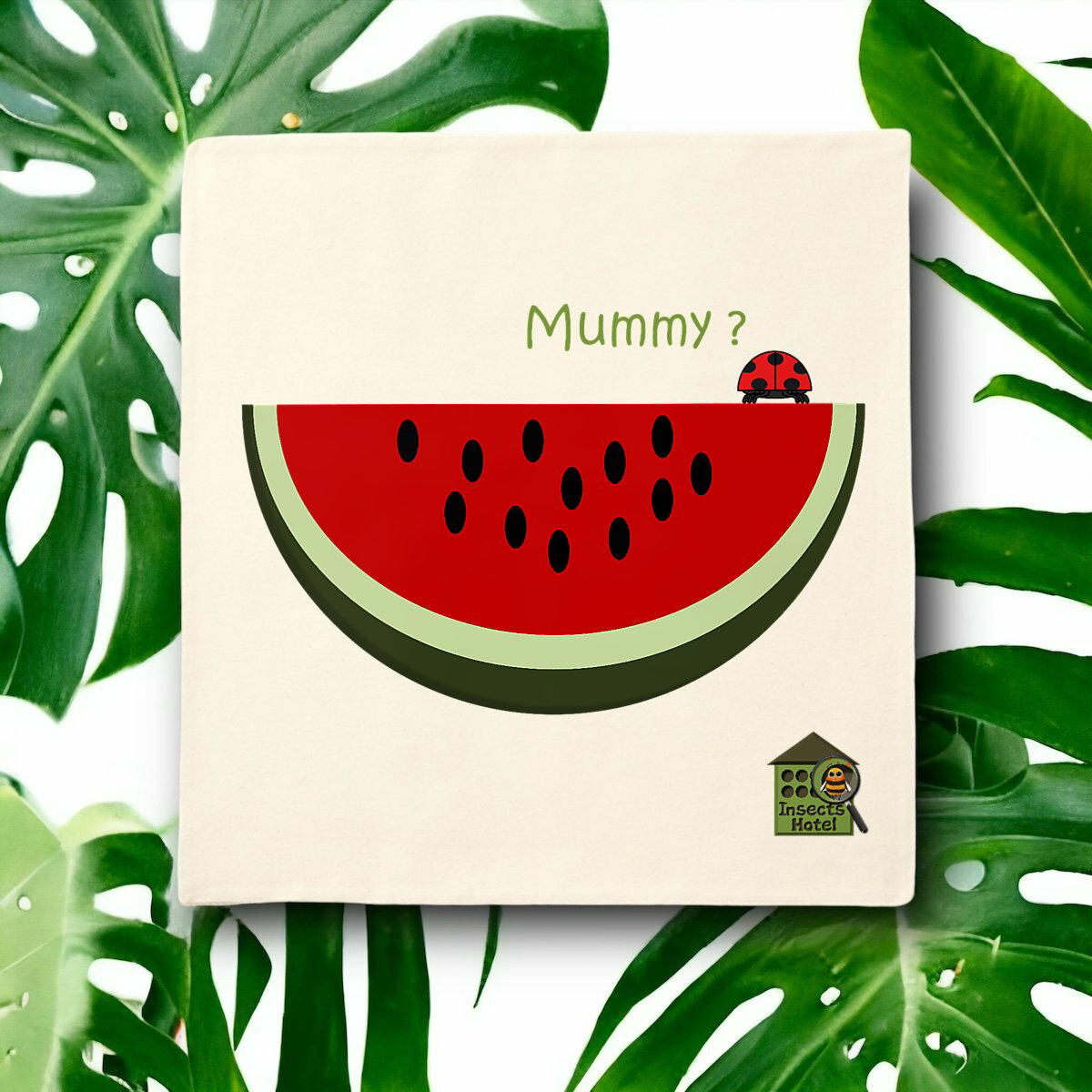 Image front Housse de coussin 100% coton (40 X 40 cm) - "Coccinelle"