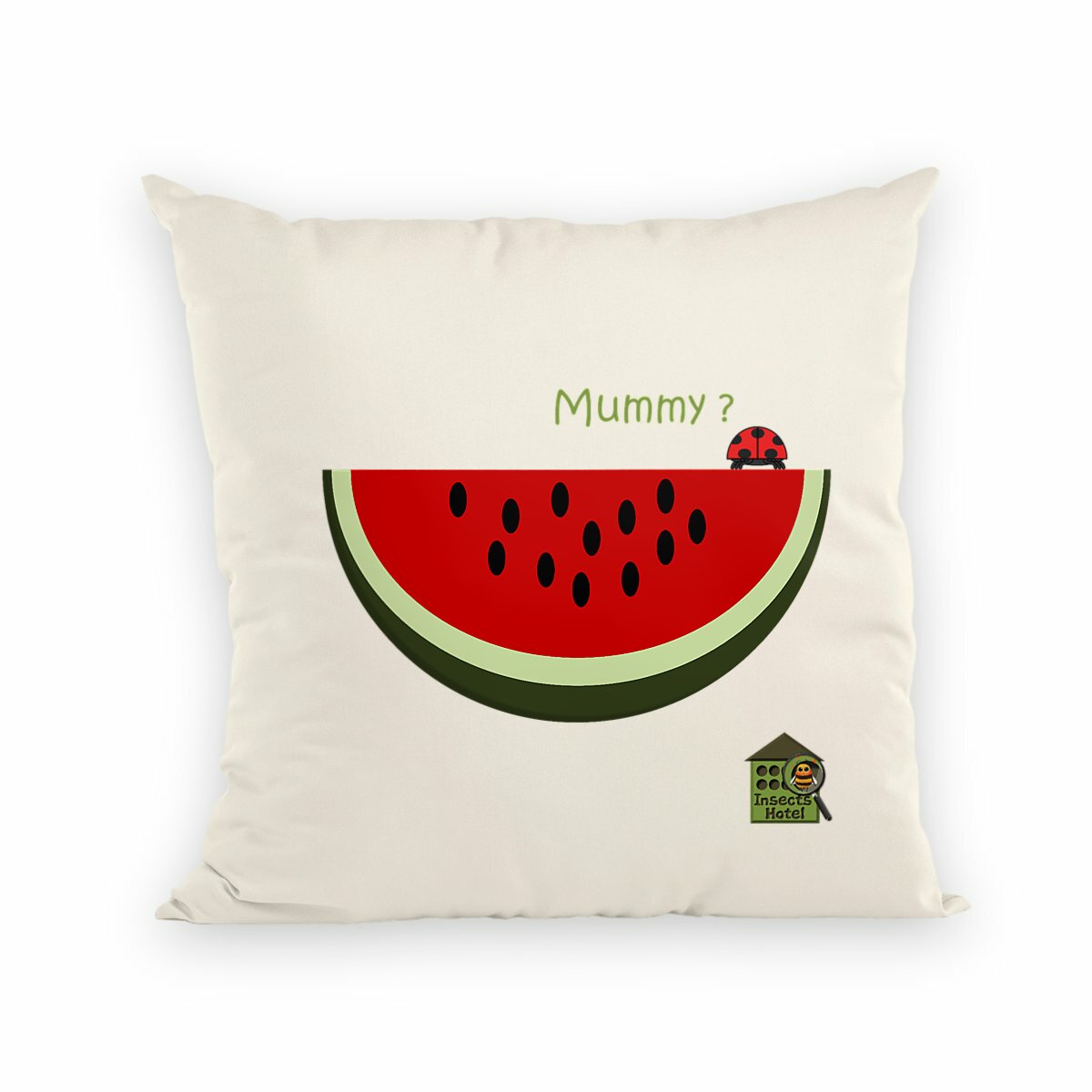 Image back Coussin déhoussable - "Coccinelle" - toile 100% coton (40 X 40 cm) 