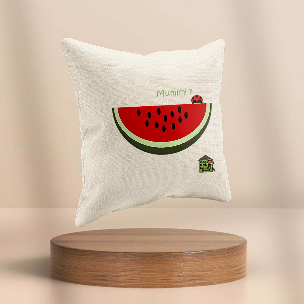 Image front Coussin déhoussable - "Coccinelle" - toile 100% coton (40 X 40 cm) 