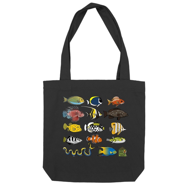 Image back Totebag épais noir - "Poissons tropicaux"