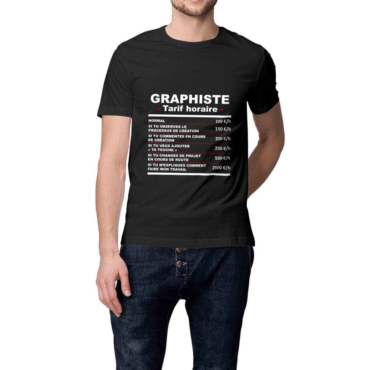 Image front T-shirt épais - femme ou homme - "Spécial graphiste" (versions sombres)