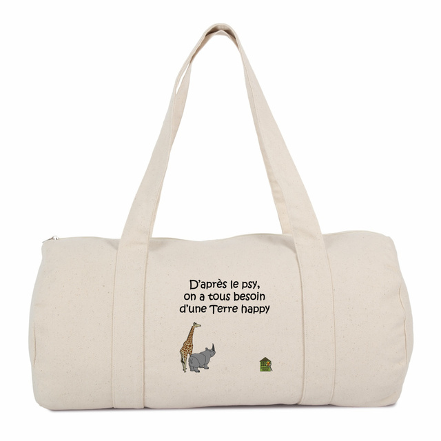 Image back Sac polochon couleur naturelle - "Terre happy"