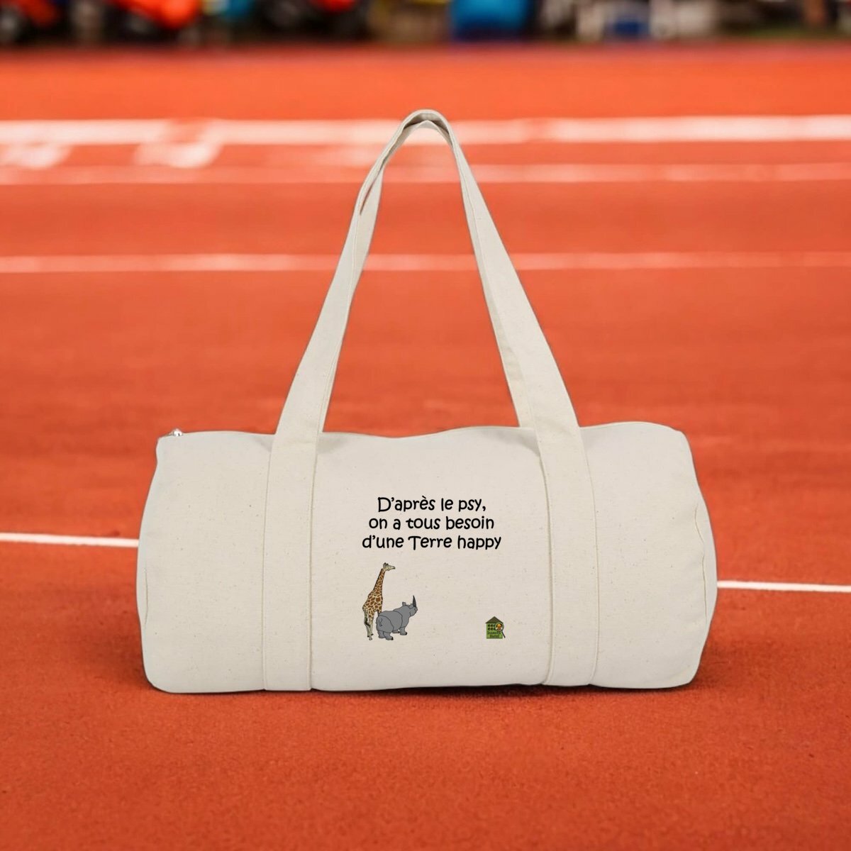Image front Sac polochon couleur naturelle - "Terre happy"