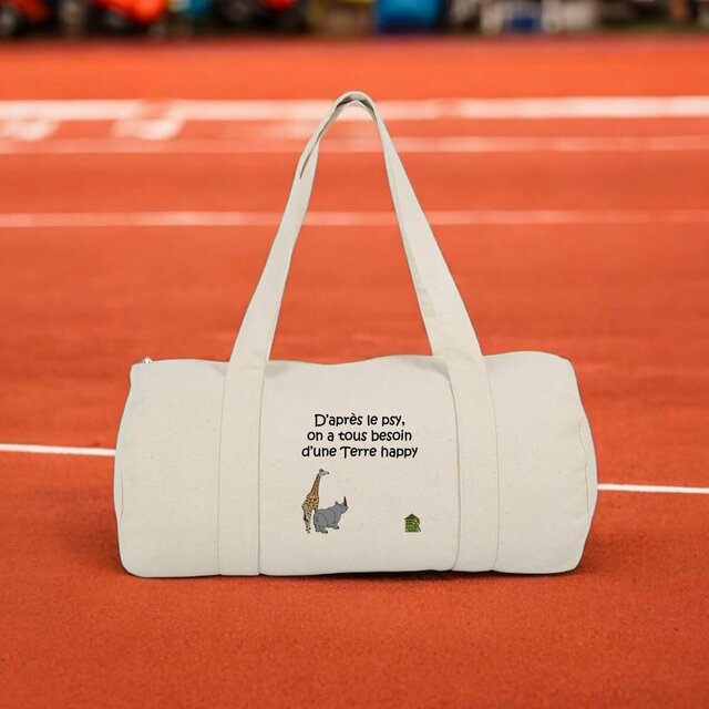 Image front Sac polochon couleur naturelle - "Terre happy"