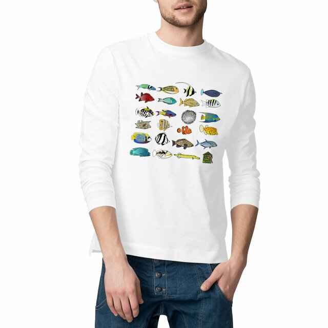 Image front T-shirt Homme classique manches longues - homme - "Actinoptérygiens récifs coraliens" 