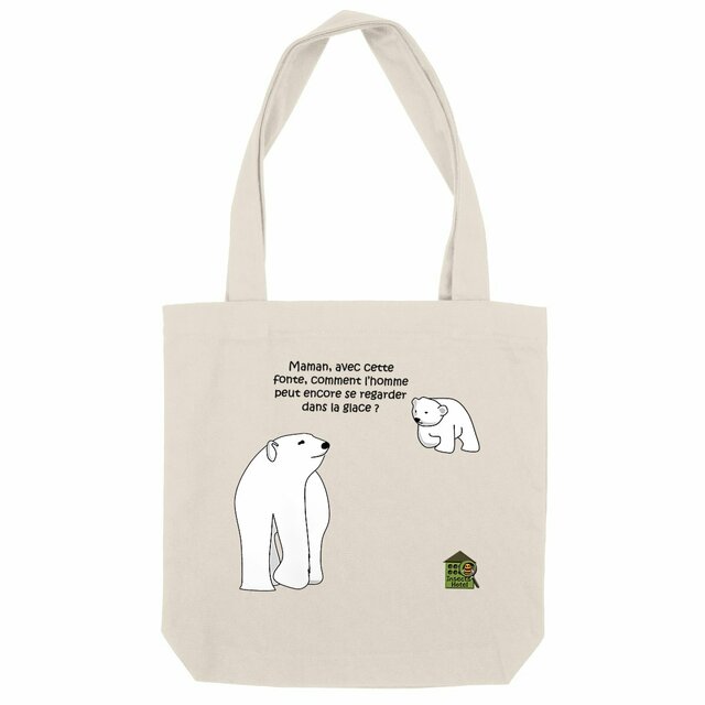 Image front Totebag épais - "ourson polaire" - couleur naturel