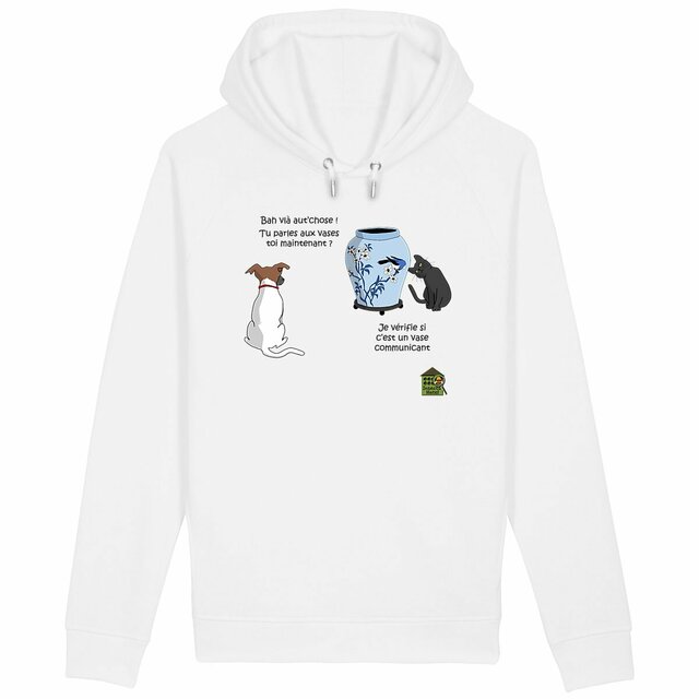 Image front Sweat à capuche avec poches latérales - femme ou homme - "Vase communicant"