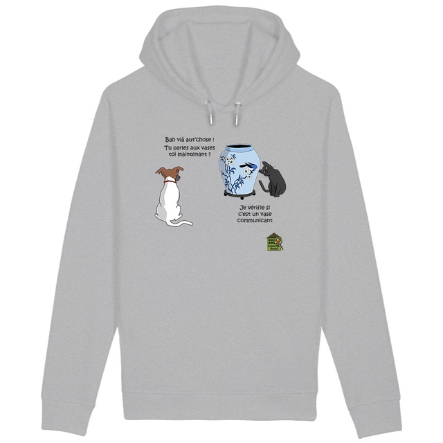 Image back Sweat à capuche avec poches latérales - femme ou homme - "Vase communicant"