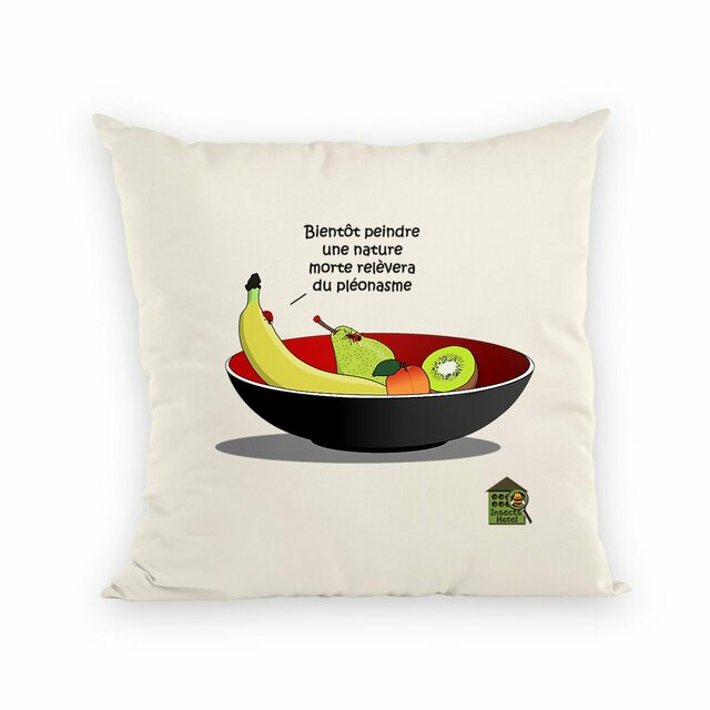 Image front Coussin déhoussable - toile 100% coton (40 X 40 cm) - "Fruits & coccinelle"